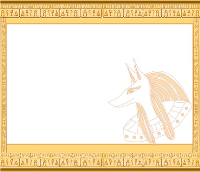 abstract grunge frame god Anubis hieroglyphs pattern