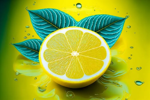 Fresh lemon  backgrond.  Image created with Generative AI technology.