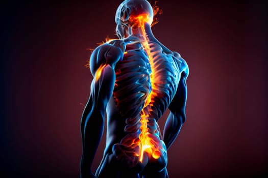 A man having acute pain in the back.  Generative AI.