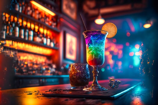 cocktails drinks on the bar .  Image created with Generative AI technology.