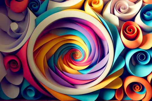 Abstract festive background with burning fantastic swirl.   Surreal 3d  wallpaper background.  Generative AI.