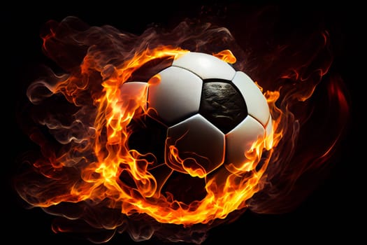 Burning Soccer Ball.  Generative AI.