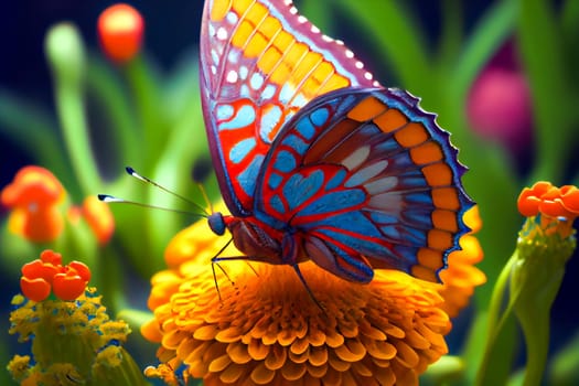 Beautiful butterfly on a flower.  Generative AI