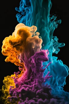 Colored paint splashes  background.  Image created with Generative AI technology.