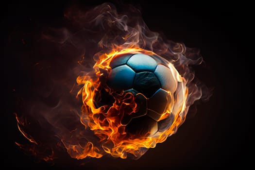 Burning Soccer Ball.  Generative AI.