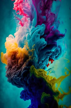 Colored paint splashes  background.  Image created with Generative AI technology.