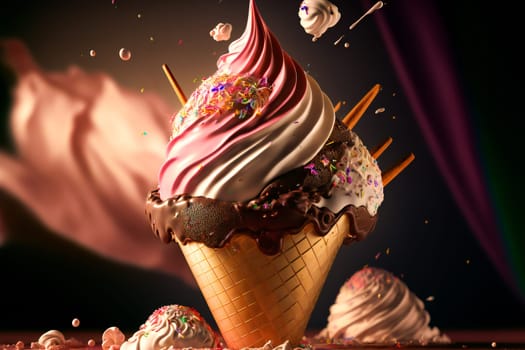 Colorful ice cream background.  Image created with Generative AI technology
