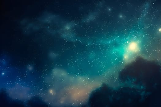 Dark Night Starry Sky Background.  Image created with Generative AI technology.