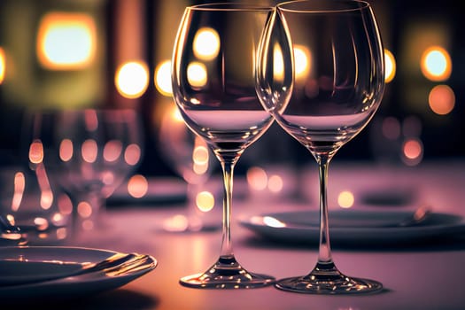 Empty Glasses Set In Restaurant.  Generative AI.