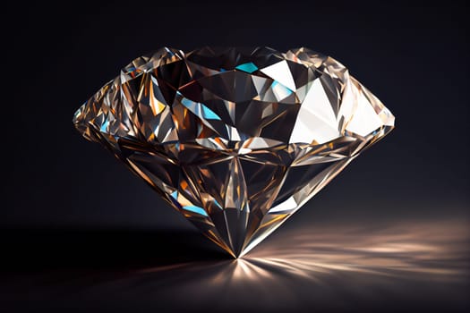 Diamond on black background.  Generative AI.