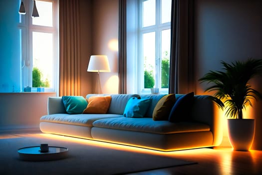 View On The Evening Interior.  Generative AI.