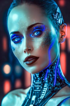 Futuristic Cyberpunk Girl.  Image created with Generative AI technology.