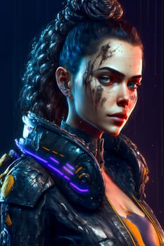 Futuristic Cyberpunk Girl.  Image created with Generative AI technology.