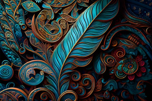 Seamless paisley background. Generative AI.
