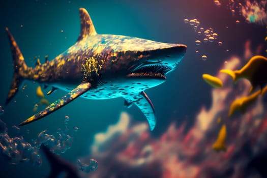 Creative abstract Dangerous Shark.  Image created with Generative AI technology.