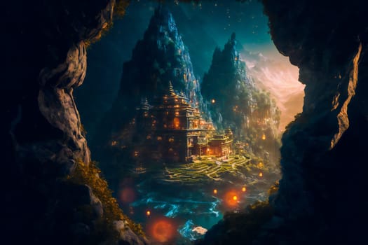 In search of Shambhala. Tibet. Image created with Generative AI technology.