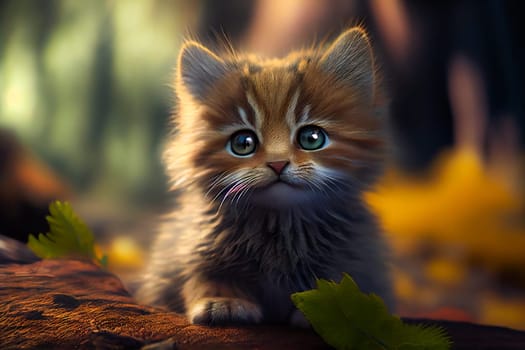 Kitten over natural background.  Generative AI.