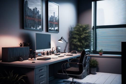Modern Office Interior.  Generative AI.