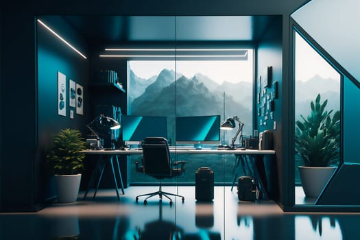 Modern Office Interior.  Generative AI.