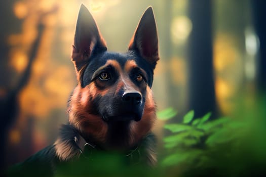 Purebred German Shepherd Dog.  Generative AI.