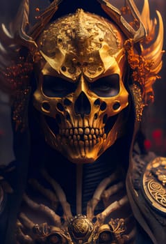 Spartan warrior skull in helmet.  skull viking fighter.  Generative AI.