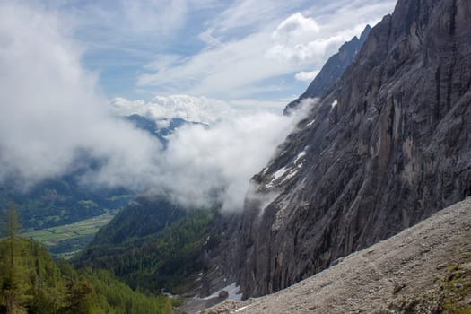 Landscape of Lienz Dolomites in Austria. Massive Alpine mountains. East Tyrol