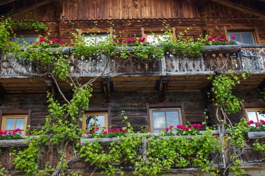 A traditional Austrian mountain farm house in the alpine village of Doelsach, East Tyrol, Austria