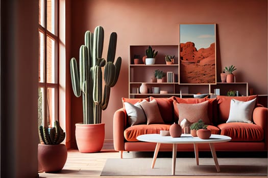Terracotta  modern interior style. Generative AI.