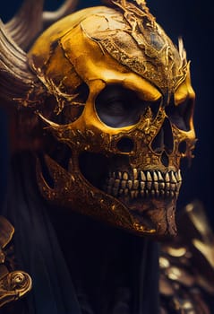 Spartan warrior skull in helmet.  skull viking fighter.  Generative AI.