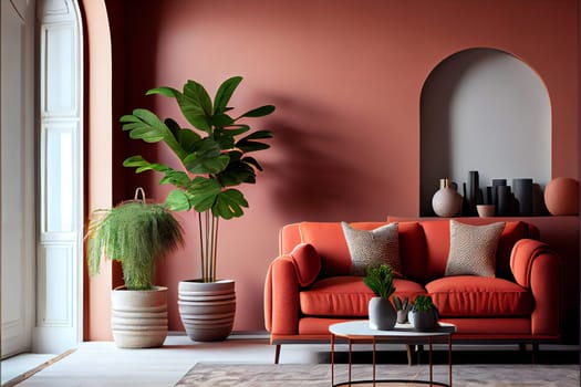 Terracotta  modern interior style. Generative AI.