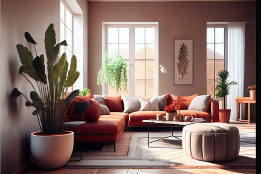 Terracotta  modern interior style. Generative AI.