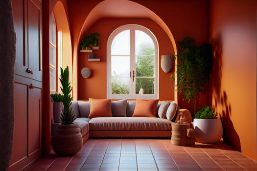 Terracotta  modern interior style. Generative AI.