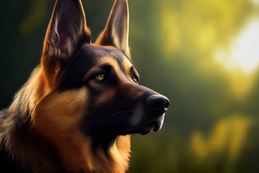 Purebred German Shepherd Dog.  Generative AI.