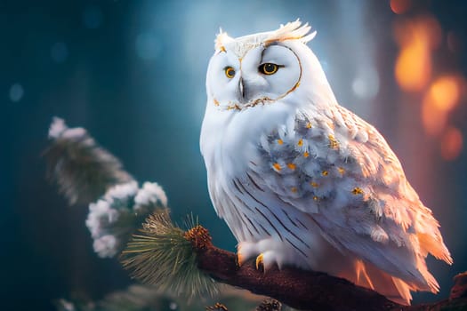 White Snowy Owl.  Generative AI.
