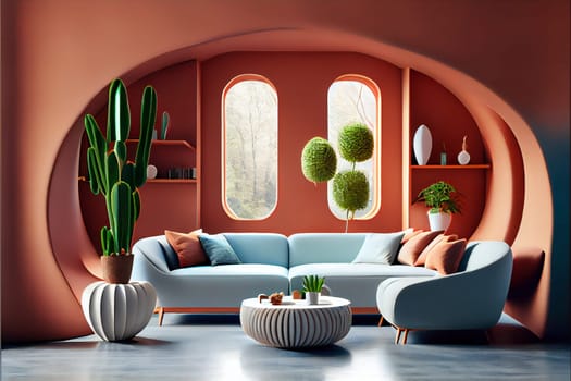 Terracotta  modern interior style. Generative AI.
