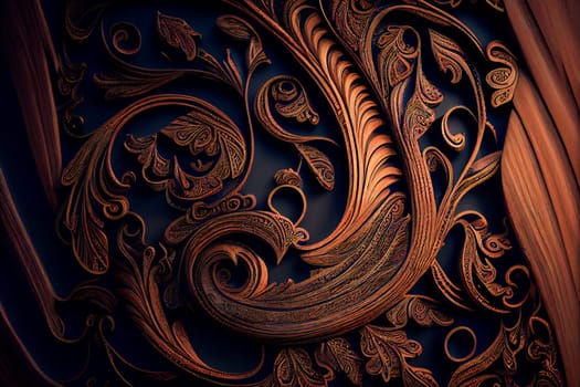 Wooden craft floral pattern background.  Generative AI.