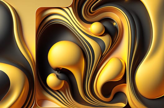 Abstract golden and black waves background texture. Generative AI