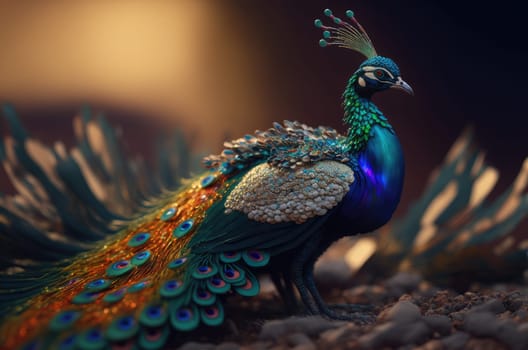 Portrait of a peacock. Ai Generated