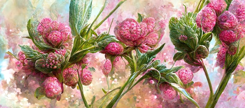Abstract pink flowers. Generative AI