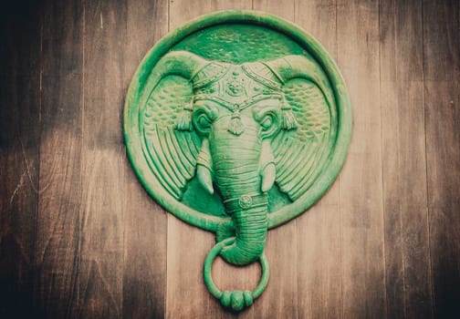 Elephant head knoker. Concept of adventure, mystery, fantasy