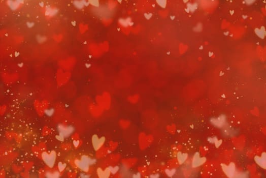 Red blurred heart background, valentines day, mothers day template with bokeh,magic light effect, love and emotion