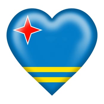 An Aruba flag heart button isolated on white with clipping path 3d illustration