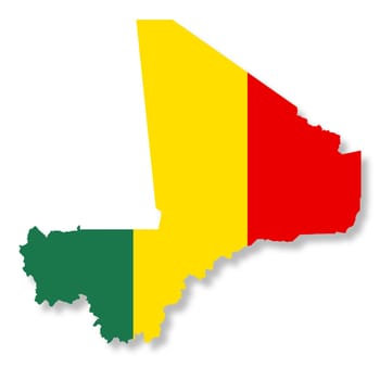 A Mali map on white background with clipping path 3d illustration