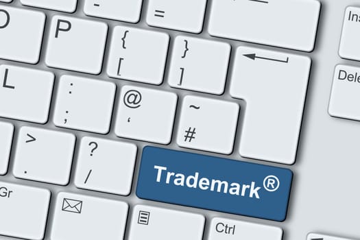 A registered trademark concept PC computer keyboard 3d illustration