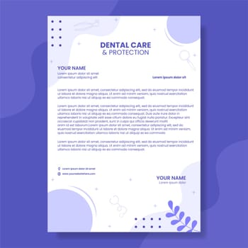 Dental Care and Clinic Letterhead Flat Cartoon Hand Drawn Templates Illustration