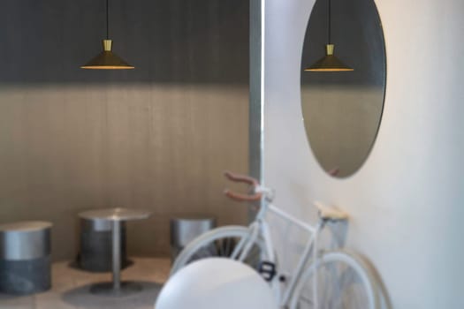 Coffee shop or cafe restaurant wooden interior, stock photo
