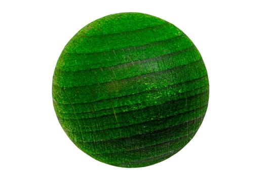 Scented wooden balls. Close-up of a green air freshener made of wooden ball and aromatized with essential oils. Clipping path. Beautiful gift isolated on white. Macro.