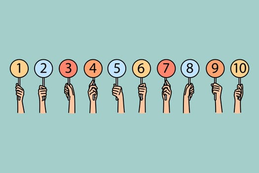 Diverse people holding numbers in hands