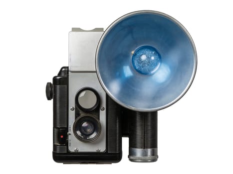 120 medium format film camera over white background.