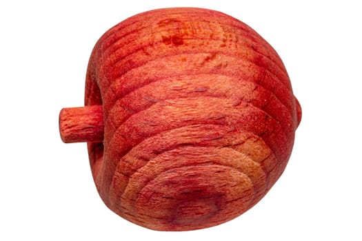 Scented wooden balls. Close-up of a red air freshener made of wooden ball and aromatized with essential oils. Clipping path. Beautiful gift isolated on white. Macro.